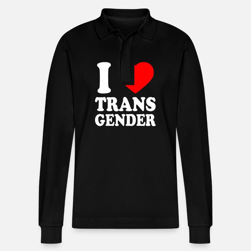 I love transgender trans - Polo à manches longues bio PREPSTER Stanley/Stella Unisexe - noir