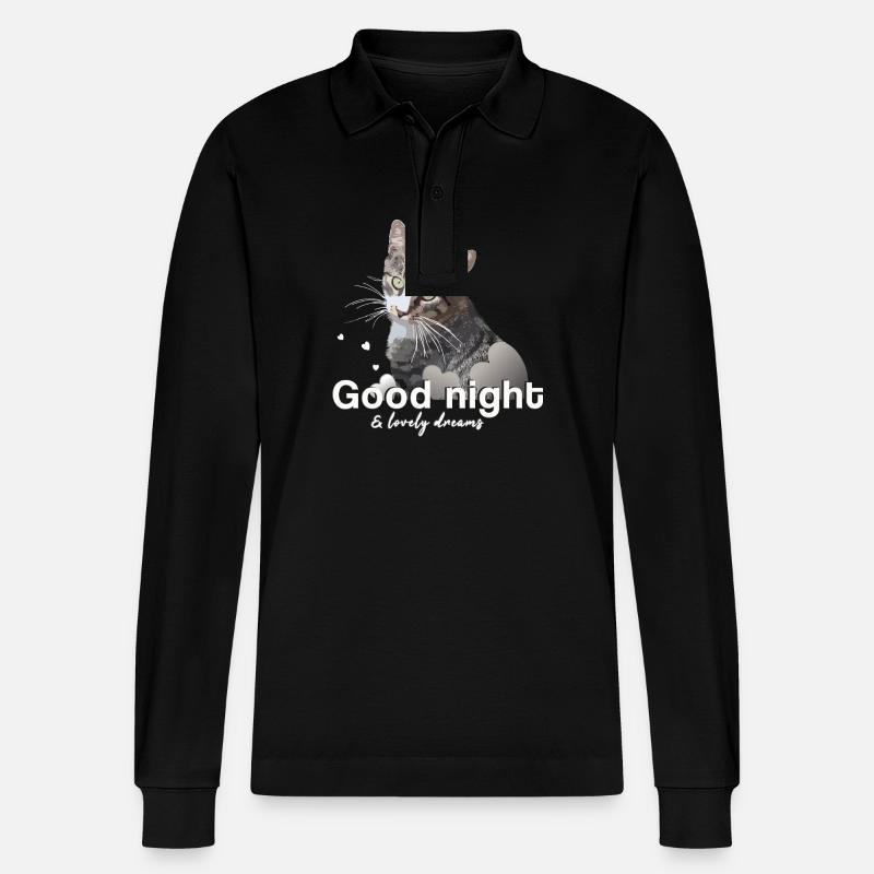 Schlafshirt gute Nacht good night - Stanley/Stella Unisex Bio-Langarm-Poloshirt Prepster - Schwarz