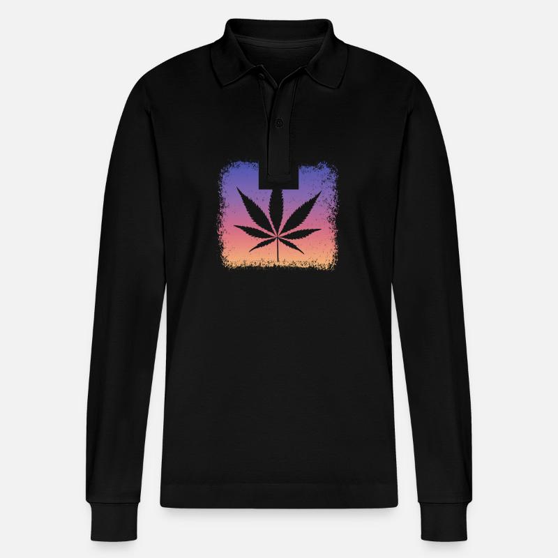 Weed, Kiffen, Kiffer, Stoner - Stanley/Stella Unisex Bio-Langarm-Poloshirt Prepster - Schwarz