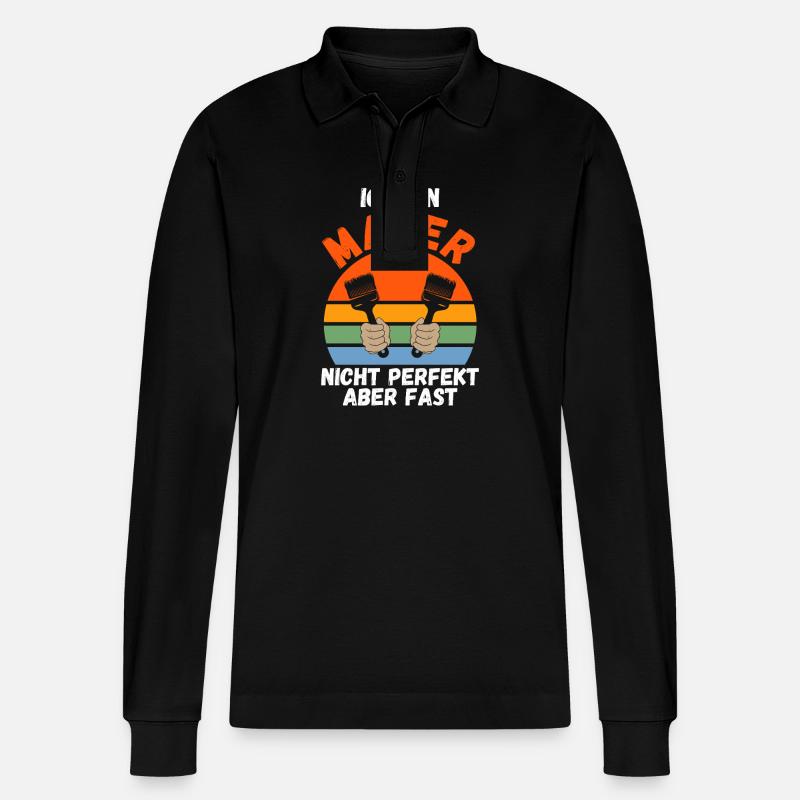 Master Painter Journeyman Painter - Stanley/Stella Organic Unisex Long-Sleeved Polo Shirt Prepster - black