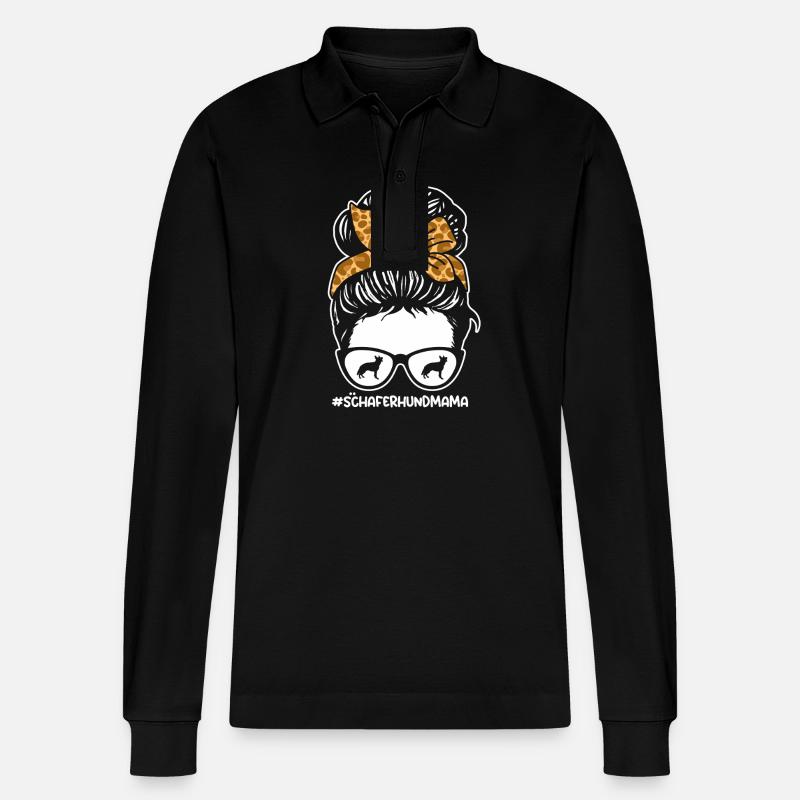 Mama Mutter Hund Deutscher Schäferhund - Stanley/Stella Unisex Bio-Langarm-Poloshirt Prepster - Schwarz