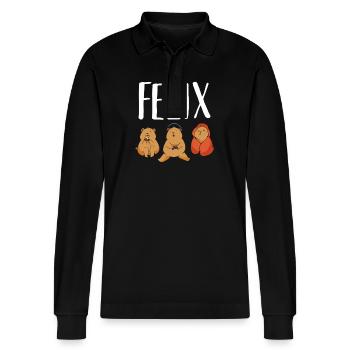 Gamer Zocker Zocken Gaming Felix - Stanley/Stella Organic Unisex Long-Sleeved Polo Shirt Prepster - black - Front - Anna (173cm) & Nico (186cm)