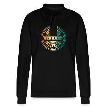 Gerhard - Stanley/Stella Organic Unisex Long-Sleeved Polo Shirt Prepster - black - Front - Anna (173cm) & Nico (186cm)