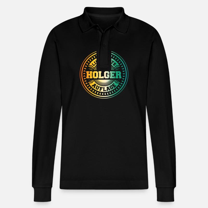 Holger - Stanley/Stella Unisex Bio-Langarm-Poloshirt Prepster - Schwarz