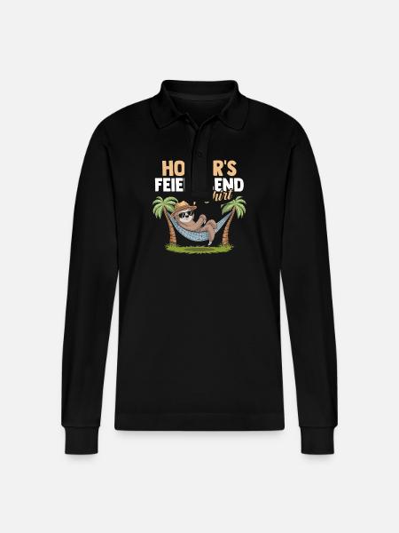 Sloth Holger - Stanley/Stella Organic Unisex Long-Sleeved Polo Shirt Prepster - black