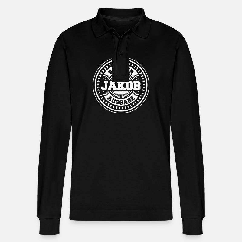Jakob - Stanley/Stella Unisex Bio-Langarm-Poloshirt Prepster - Schwarz