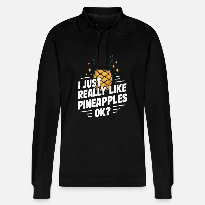Ananas Fruit tropical hawaïen - Polo à manches longues bio PREPSTER Stanley/Stella Unisexe - noir