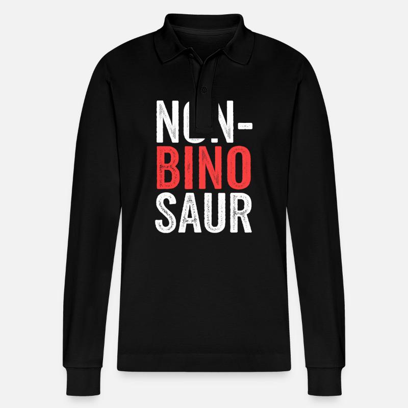 Non-Bino Saur 12 - Stanley/Stella Unisex Bio-Langarm-Poloshirt Prepster - Schwarz