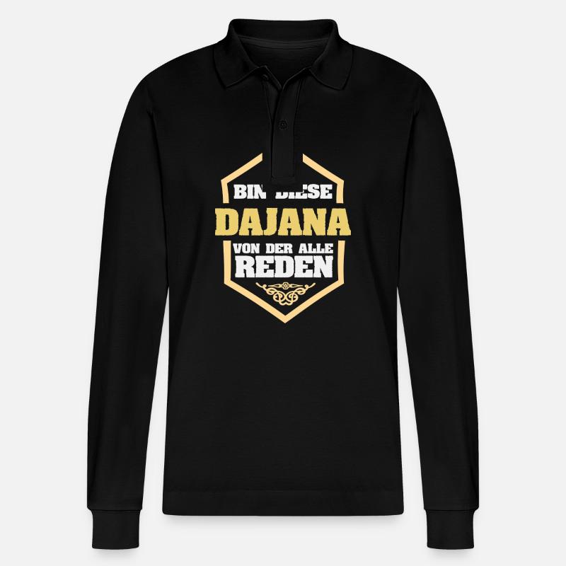 Dajana als Rufname - Stanley/Stella Unisex Bio-Langarm-Poloshirt Prepster - Schwarz