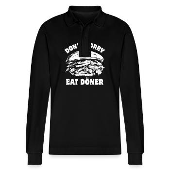 Ne vous inquiétez pas, mangez du Döner - Restauration rapide - Spruch - Polo à manches longues bio PREPSTER Stanley/Stella Unisexe - noir - Devant - Anna (173cm) & Nico (186cm)