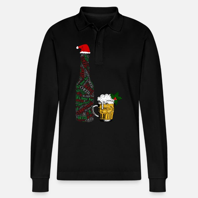 Bouteille de bière festive - Polo à manches longues bio PREPSTER Stanley/Stella Unisexe - noir