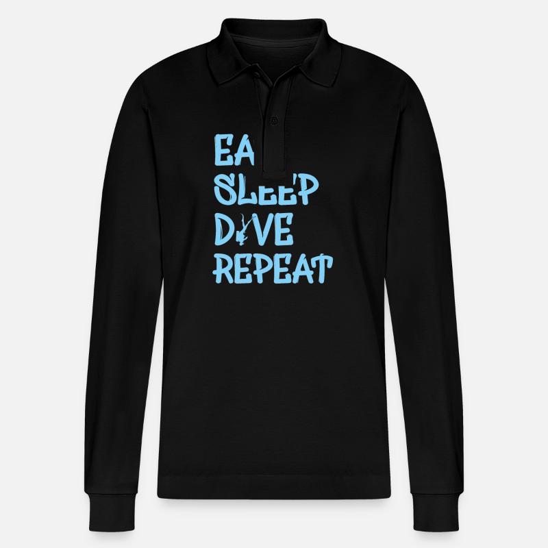 eat sleep dive repeat - Stanley/Stella Unisex Bio-Langarm-Poloshirt Prepster - Schwarz