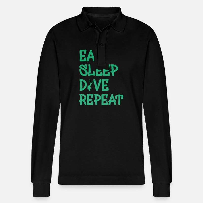 Eat Sleep Dive Repeat - Stanley/Stella Unisex Bio-Langarm-Poloshirt Prepster - Schwarz