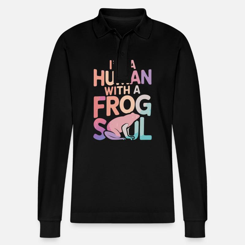 Frosch Kröte - Stanley/Stella Unisex Bio-Langarm-Poloshirt Prepster - Schwarz
