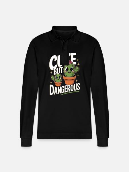 Cactus Cacti Desert Plant - Stanley/Stella Organic Unisex Long-Sleeved Polo Shirt Prepster - black