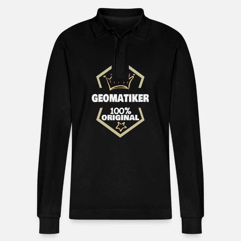 Work Geomatics Engineer - Stanley/Stella Organic Unisex Long-Sleeved Polo Shirt Prepster - black