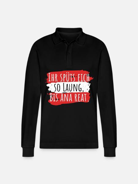 Österreich Dialekt Bis ana reat - Stanley/Stella Unisex Bio-Langarm-Poloshirt Prepster - Schwarz
