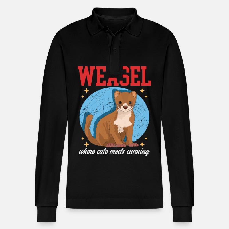 Wiesel Mauswiesel Hermännchen Geschenk - Stanley/Stella Unisex Bio-Langarm-Poloshirt Prepster - Schwarz
