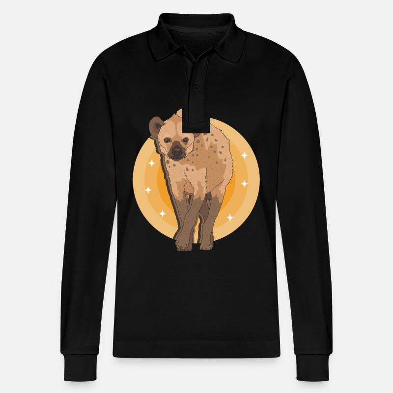 Hyäne Tüpfelhyäne Hyänen Geschenk - Stanley/Stella Unisex Bio-Langarm-Poloshirt Prepster - Schwarz