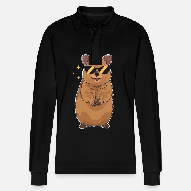 Quokka Kurzschwanzkängurus Geschenke - Stanley/Stella Unisex Bio-Langarm-Poloshirt Prepster - Schwarz