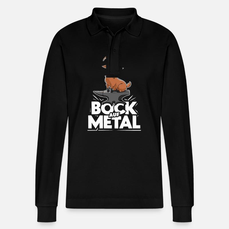 Bock auf Metal - Stanley/Stella Unisex Bio-Langarm-Poloshirt Prepster - Schwarz