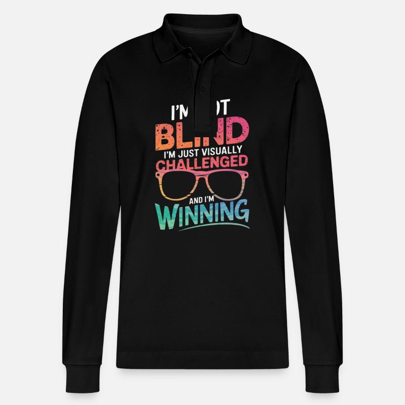 Blinde Blindheit Sehbehinderte Menschen - Stanley/Stella Unisex Bio-Langarm-Poloshirt Prepster - Schwarz
