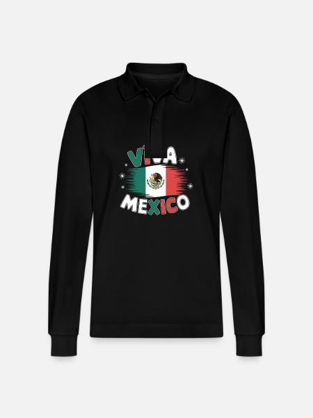 Mexico Mexico Mexican Spanish - Stanley/Stella Organic Unisex Long-Sleeved Polo Shirt Prepster - black