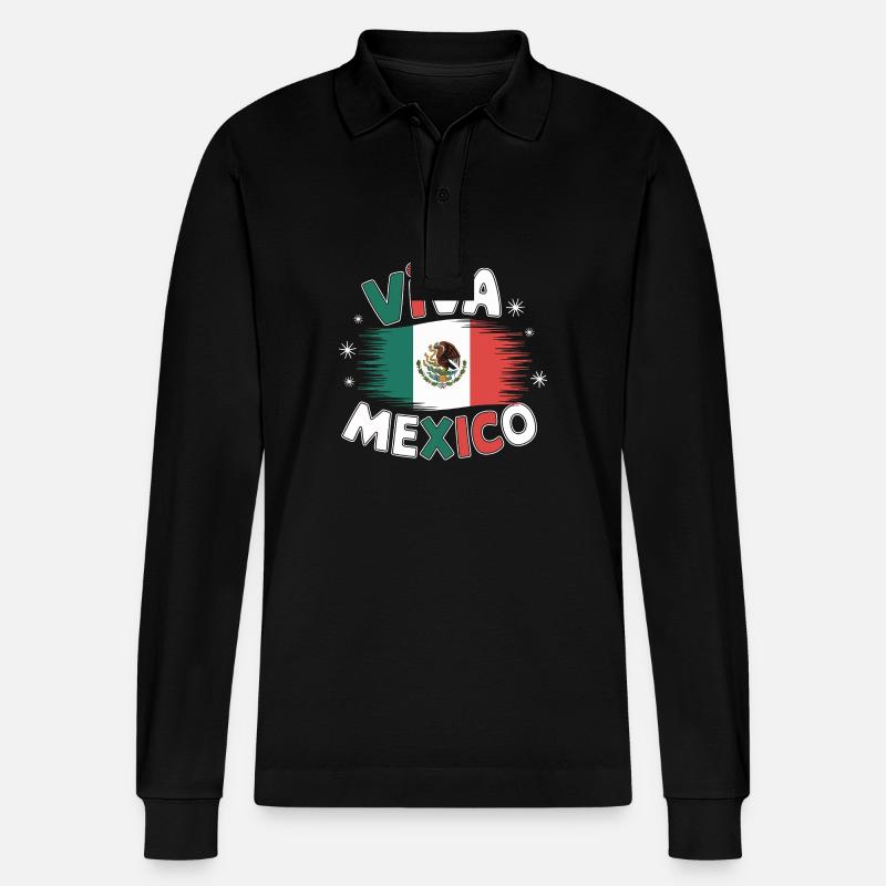 Mexique Mexique Mexicain Espagnol - Polo à manches longues bio PREPSTER Stanley/Stella Unisexe - noir
