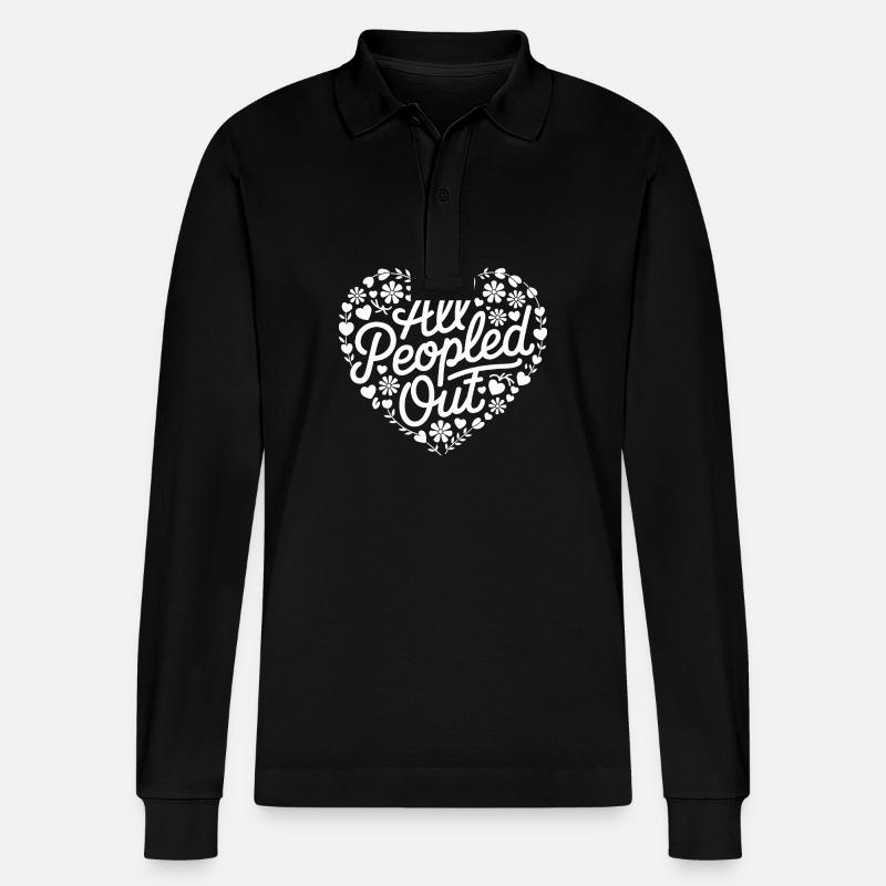 Introvert, antisocial, introvert - Stanley/Stella Organic Unisex Long-Sleeved Polo Shirt Prepster - black