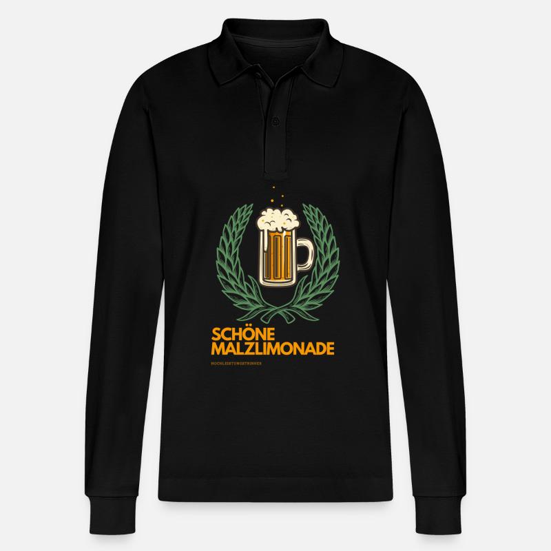 Lustiger Bier Spruch Design - Stanley/Stella Unisex Bio-Langarm-Poloshirt Prepster - Schwarz