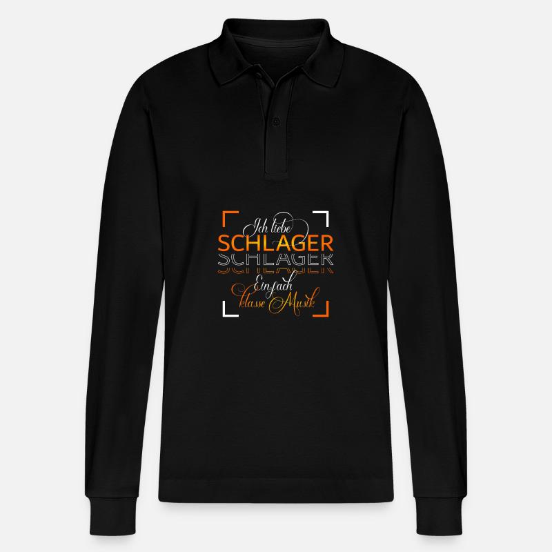 Ich liebe Schlager - Stanley/Stella Unisex Bio-Langarm-Poloshirt Prepster - Schwarz