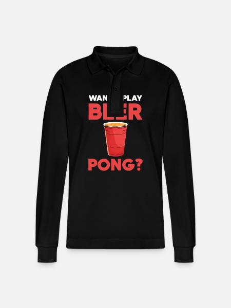 Beer Pong Beer Pong - Stanley/Stella Organic Unisex Long-Sleeved Polo Shirt Prepster - black