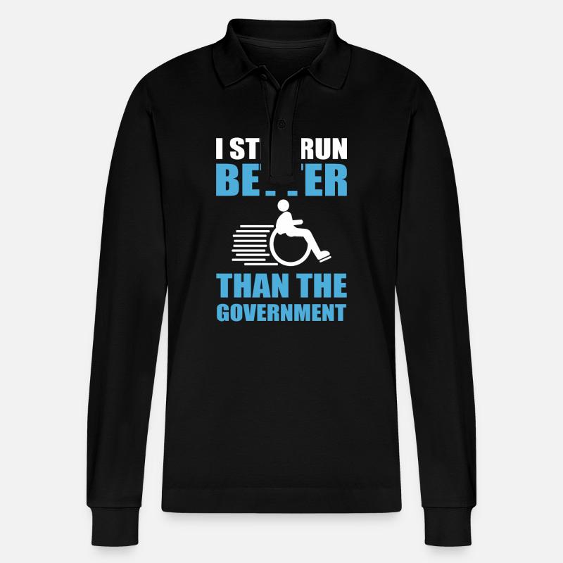 Rollstuhl - Stanley/Stella Unisex Bio-Langarm-Poloshirt Prepster - Schwarz