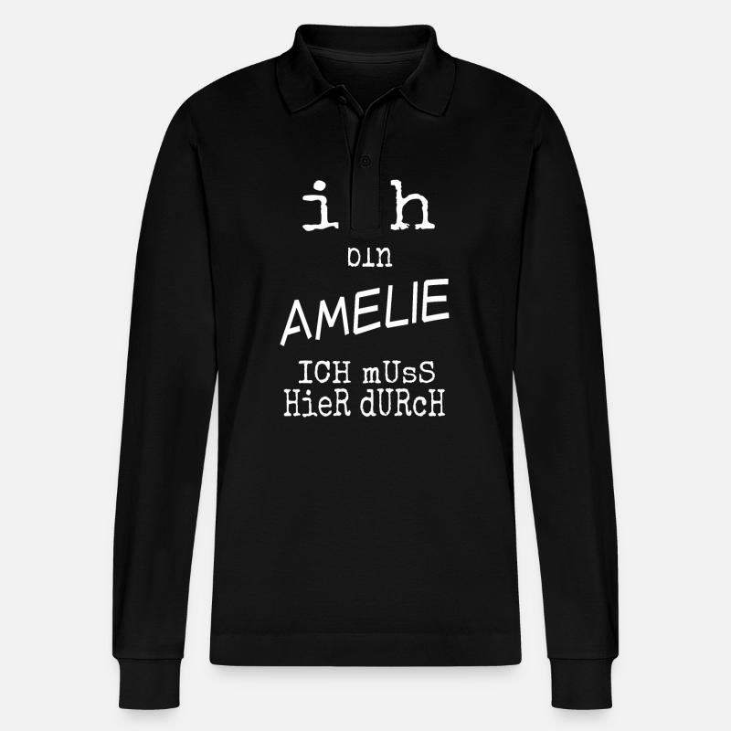 Amelie als Amelie - Stanley/Stella Unisex Bio-Langarm-Poloshirt Prepster - Schwarz