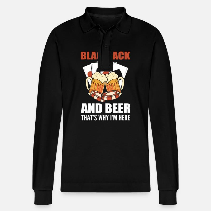 Blackjack Black Jack Bier - Stanley/Stella Unisex Bio-Langarm-Poloshirt Prepster - Schwarz