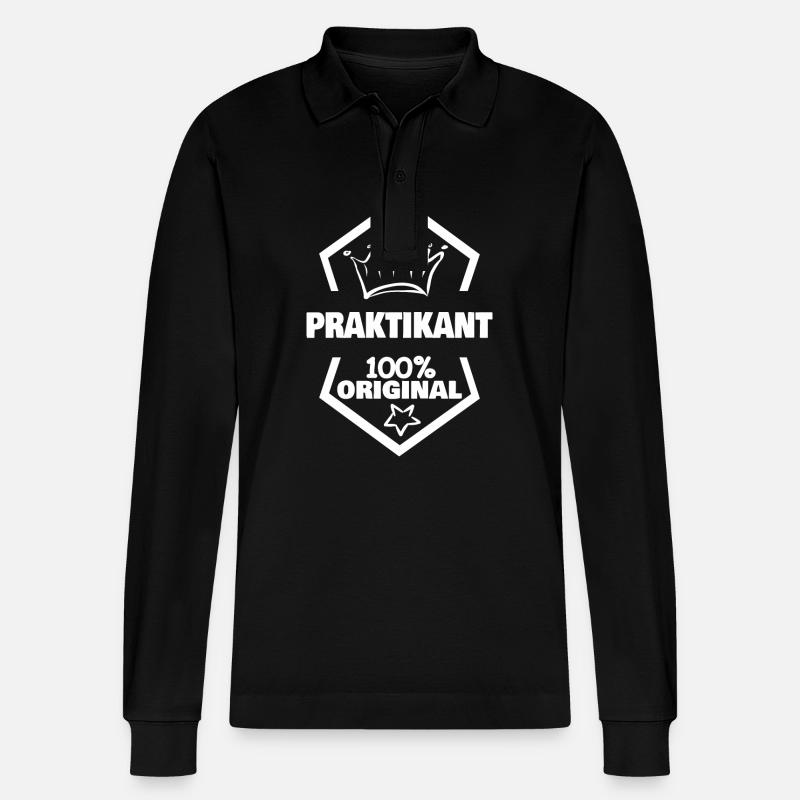 Praktikant als Arbeit - Stanley/Stella Unisex Bio-Langarm-Poloshirt Prepster - Schwarz