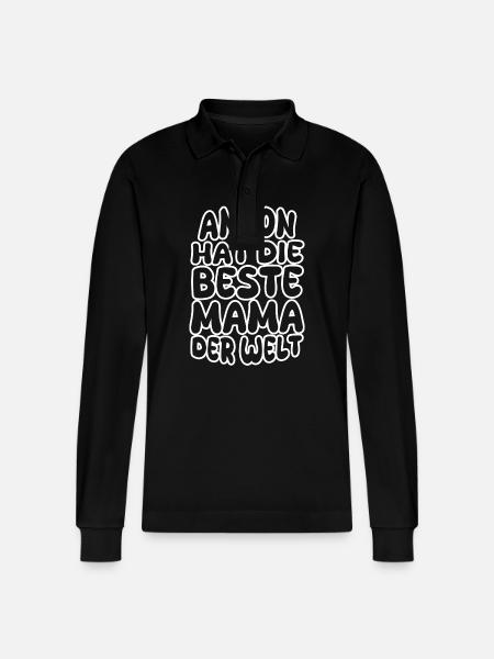 Anton as a saying - Stanley/Stella Organic Unisex Long-Sleeved Polo Shirt Prepster - black