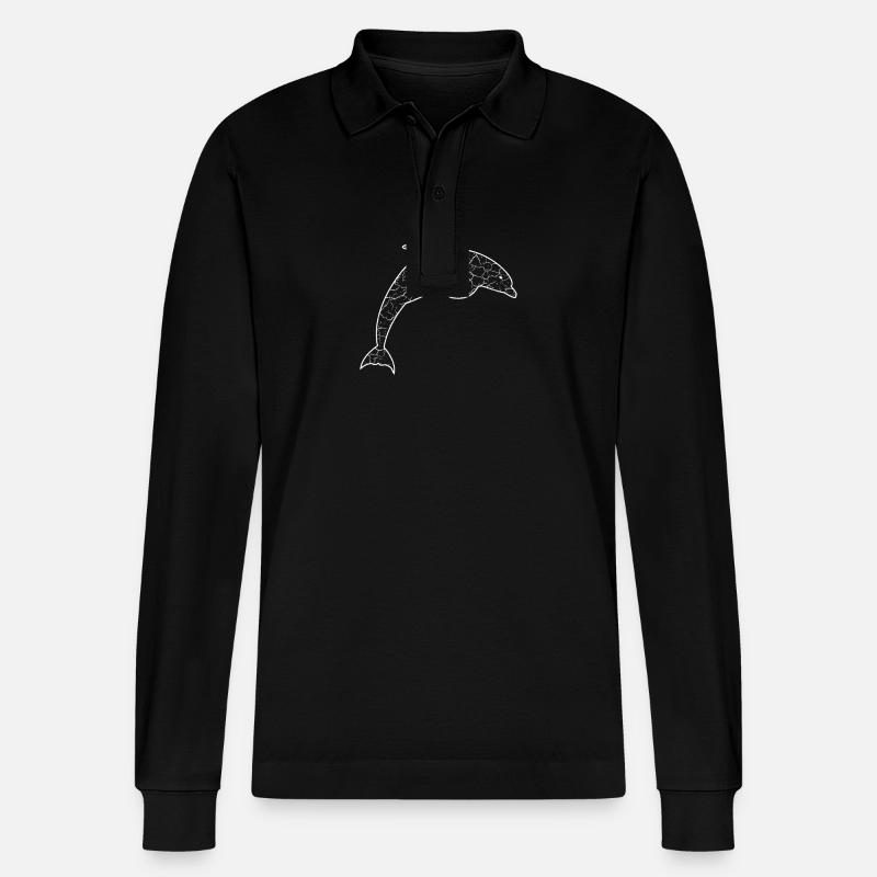 Delfin - Stanley/Stella Unisex Bio-Langarm-Poloshirt Prepster - Schwarz