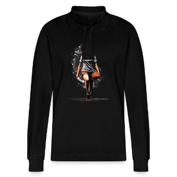 Joueur de handball : un style streetwear iconique - Polo à manches longues bio PREPSTER Stanley/Stella Unisexe - noir - Devant - Anna (173cm) & Nico (186cm)