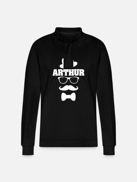 First name Arthur - Stanley/Stella Organic Unisex Long-Sleeved Polo Shirt Prepster - black