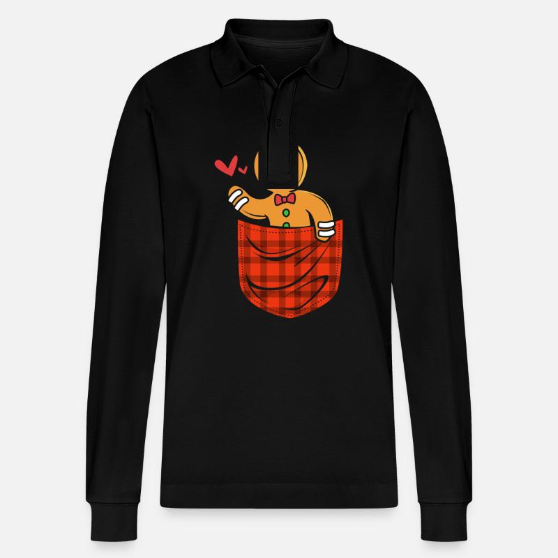 Lebkuchenmann Lebkuchenherz Lebkuchen Naschen - Stanley/Stella Unisex Bio-Langarm-Poloshirt Prepster - Schwarz