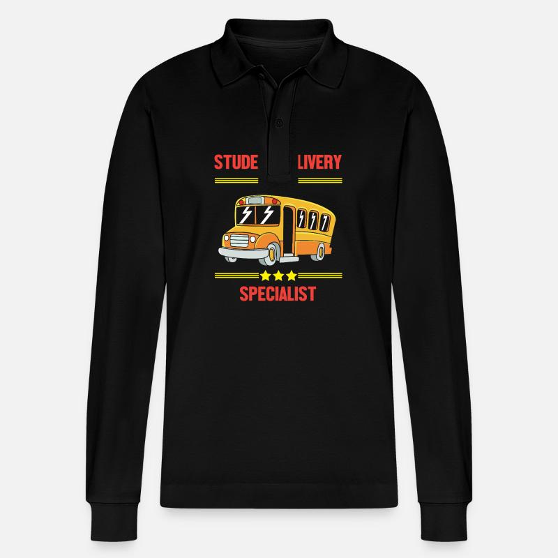 Schulbusfahrer Schulbus - Stanley/Stella Unisex Bio-Langarm-Poloshirt Prepster - Schwarz