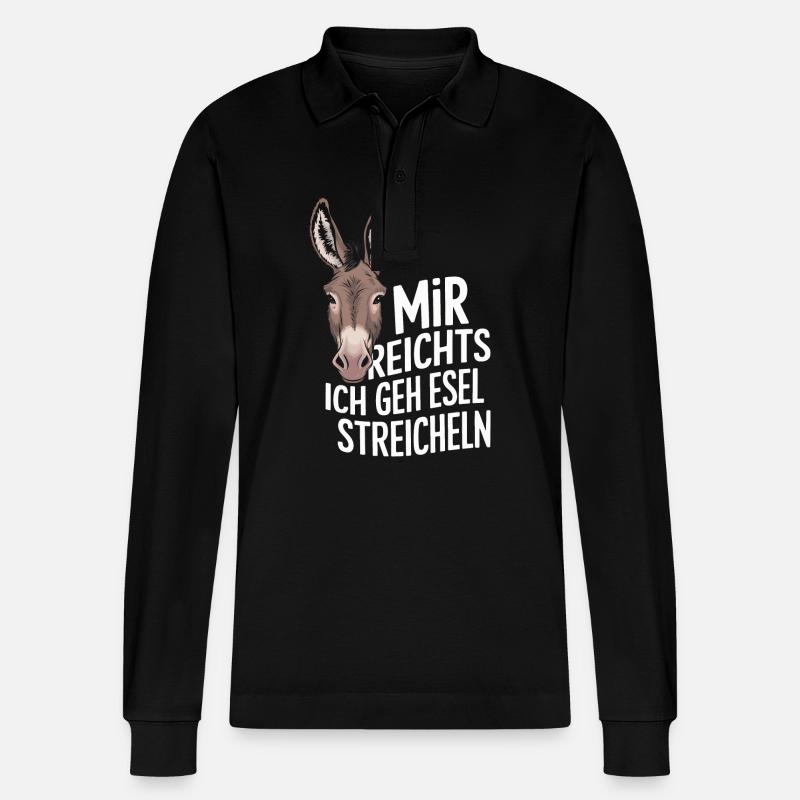 Esel Eselchen Maultier Muli - Stanley/Stella Unisex Bio-Langarm-Poloshirt Prepster - Schwarz