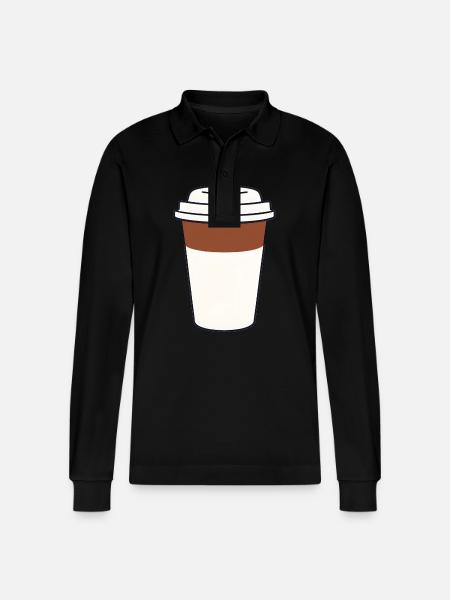 Kaffee Kaffeebecher Coffee-to-go Geschenkidee - Stanley/Stella Unisex Bio-Langarm-Poloshirt Prepster - Schwarz