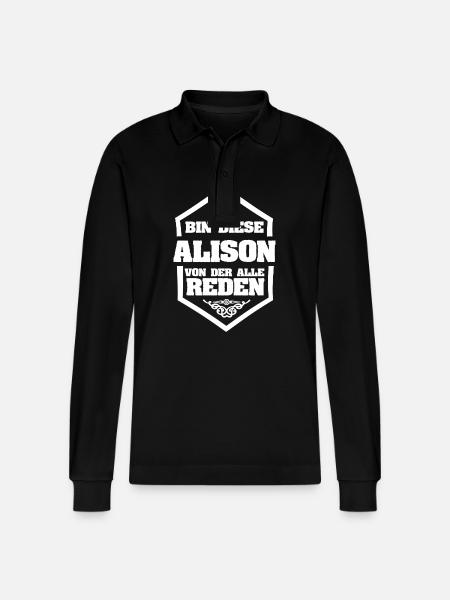Gift for Alison - Stanley/Stella Organic Unisex Long-Sleeved Polo Shirt Prepster - black