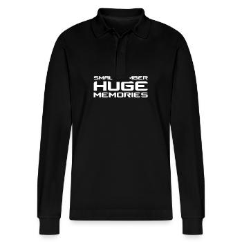 1.6 Small Number Huge Memories - Stanley/Stella Organic Unisex Long-Sleeved Polo Shirt Prepster - black - Front - Anna (173cm) & Nico (186cm)