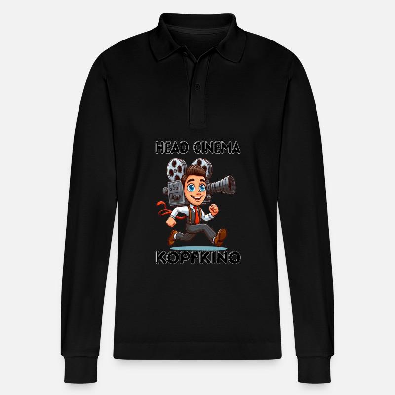 Head Cinema - deutsche Redewendung - Stanley/Stella Unisex Bio-Langarm-Poloshirt Prepster - Schwarz
