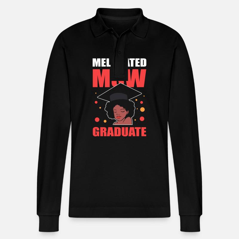Master Studium Abschlussfeier Afro - Stanley/Stella Unisex Bio-Langarm-Poloshirt Prepster - Schwarz