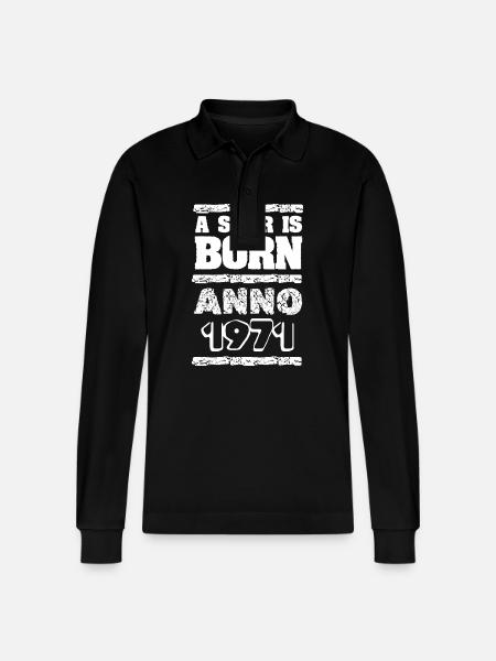 Born in 1971 - Stanley/Stella Organic Unisex Long-Sleeved Polo Shirt Prepster - black
