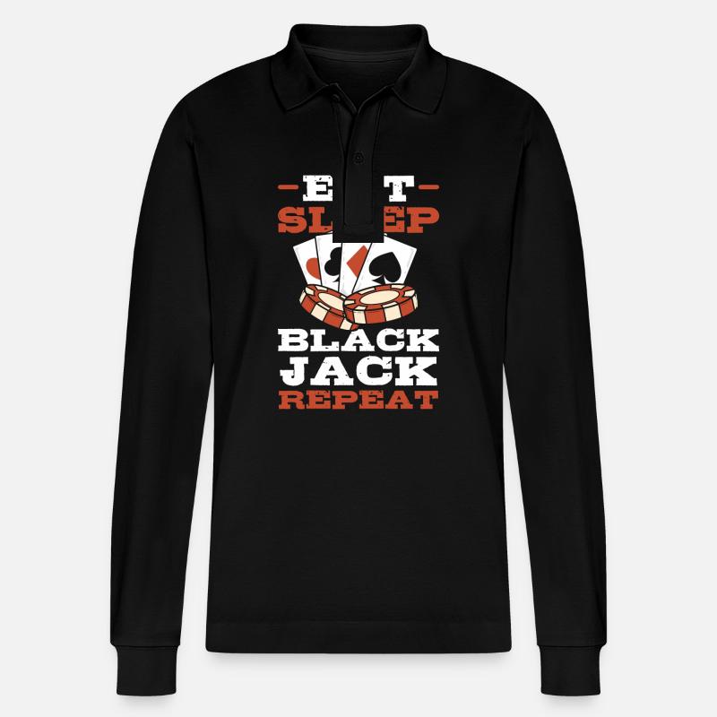 Blackjack Black Jack - Stanley/Stella Unisex Bio-Langarm-Poloshirt Prepster - Schwarz